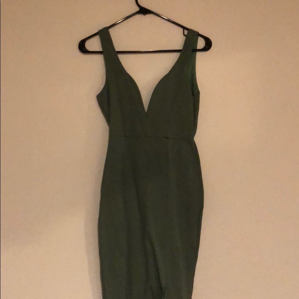 Olive green fitted dress